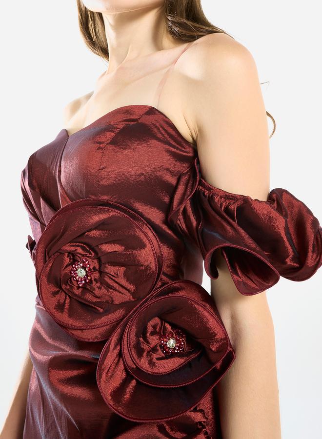 House of Moda Women Rosette Detail Satin Mini Dress - Image 5